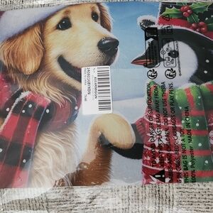 Bliss Yard Welcome Garden Flag Holiday Dog and Penguin Print Fabric Panel